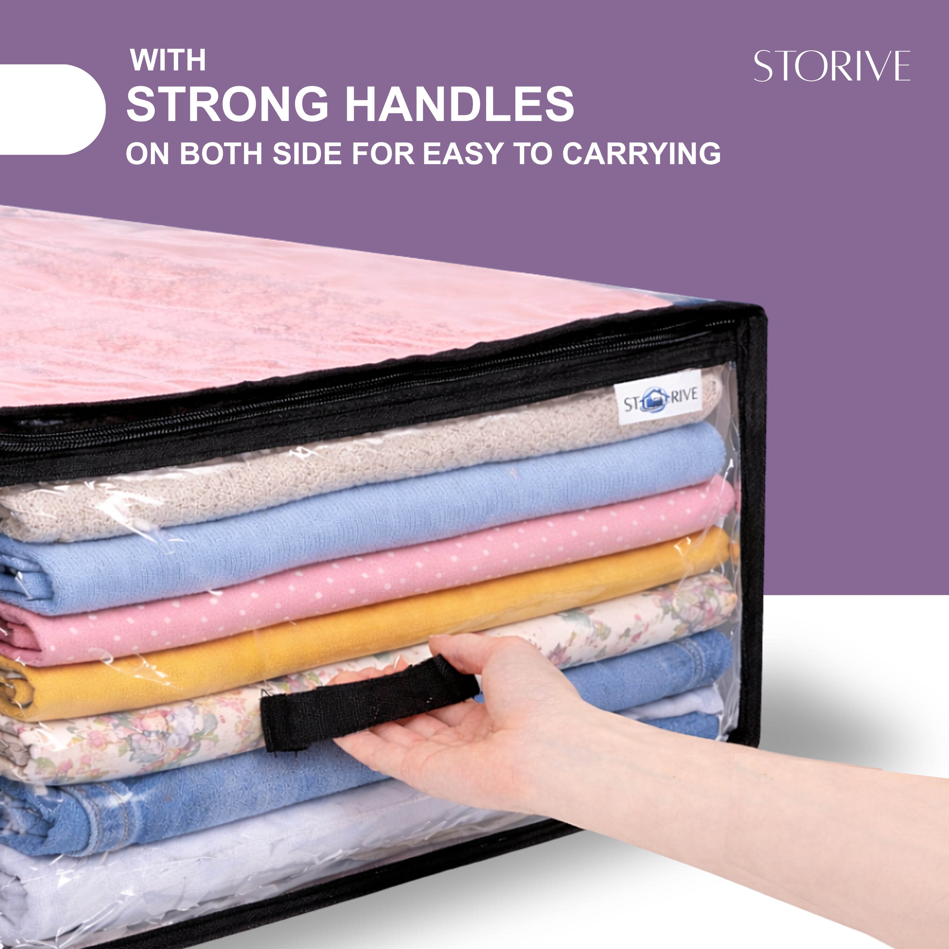 Transparent Plastic Clothes Storage Bags | Clothes Organiser for Wardrobe | Saree Covers with zip |Saree Organizer for Wardrobe | Saree Bags Storage | Saree Covers for Storage ( 18 x 12 x 6.5 Inches)