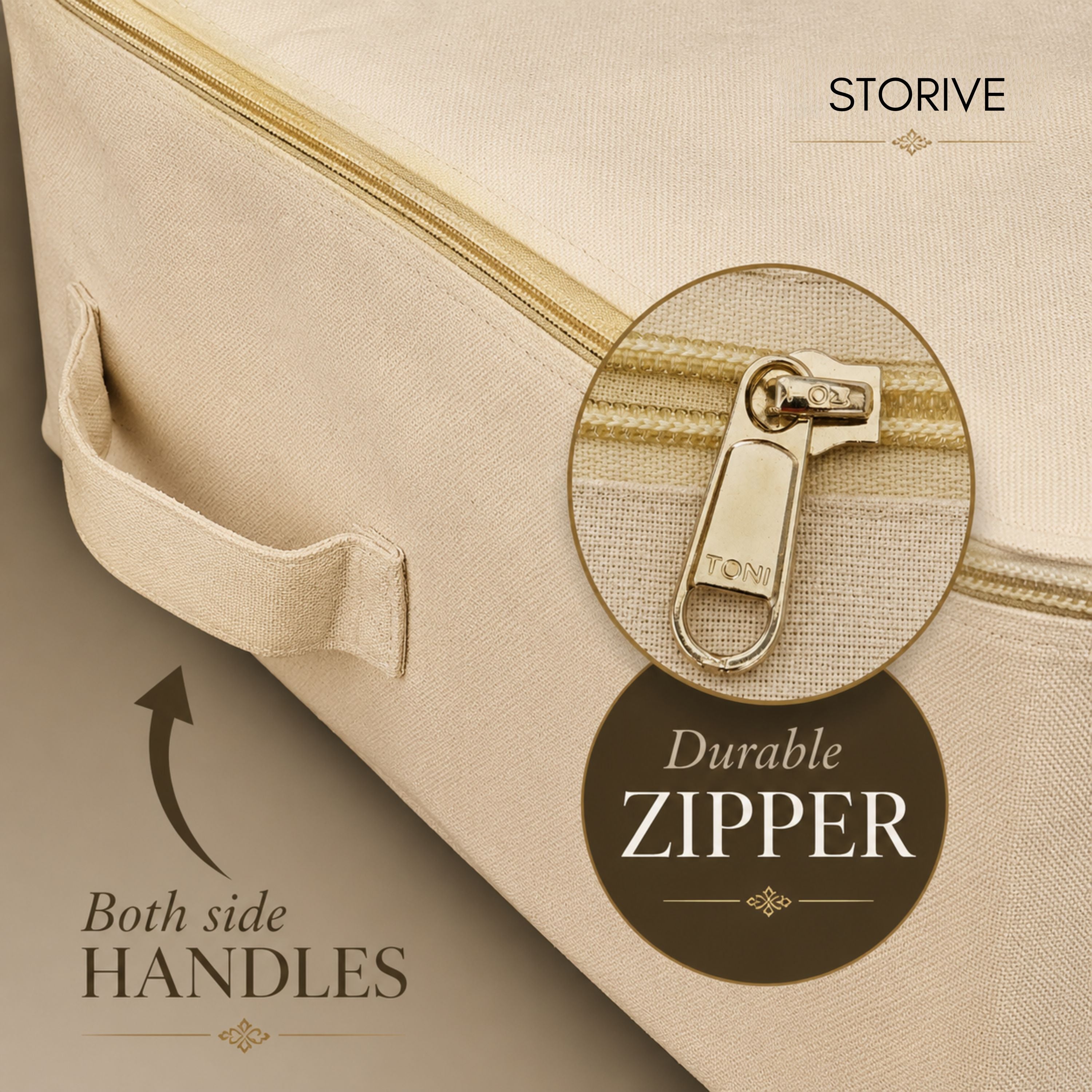 Cotton Canvas Clothes Storage Bags/Saree Covers with Zip for Storage Specially Design for Woman Dresses, Sarees, Lehengas for Wardrobe Organizer (17 x 14 x 7 Inch)