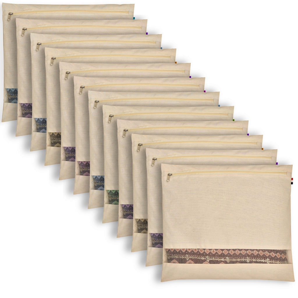 Cotton Saree Bags With Zipper For Storage | Large Size Single (16 X 14 Inches), Ideal For Clothes And Wardrobe Organization With Transparent Mesh Window, Off White