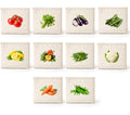 Pack of 10 Cotton Reusable Vegetable Bags for Fridge (12 x 12 Inches) | Eco-Friendly Storage Bags | Washable Breathable Cloth Bags for Vegetables | Plastic-Free Kitchen Organizer
