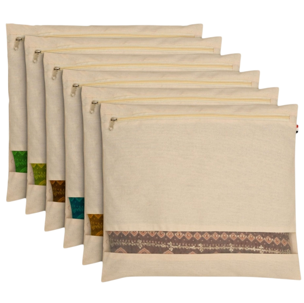 Cotton Saree Bags With Zipper For Storage | Large Size Single (16 X 14 Inches), Ideal For Clothes And Wardrobe Organization With Transparent Mesh Window, Off White