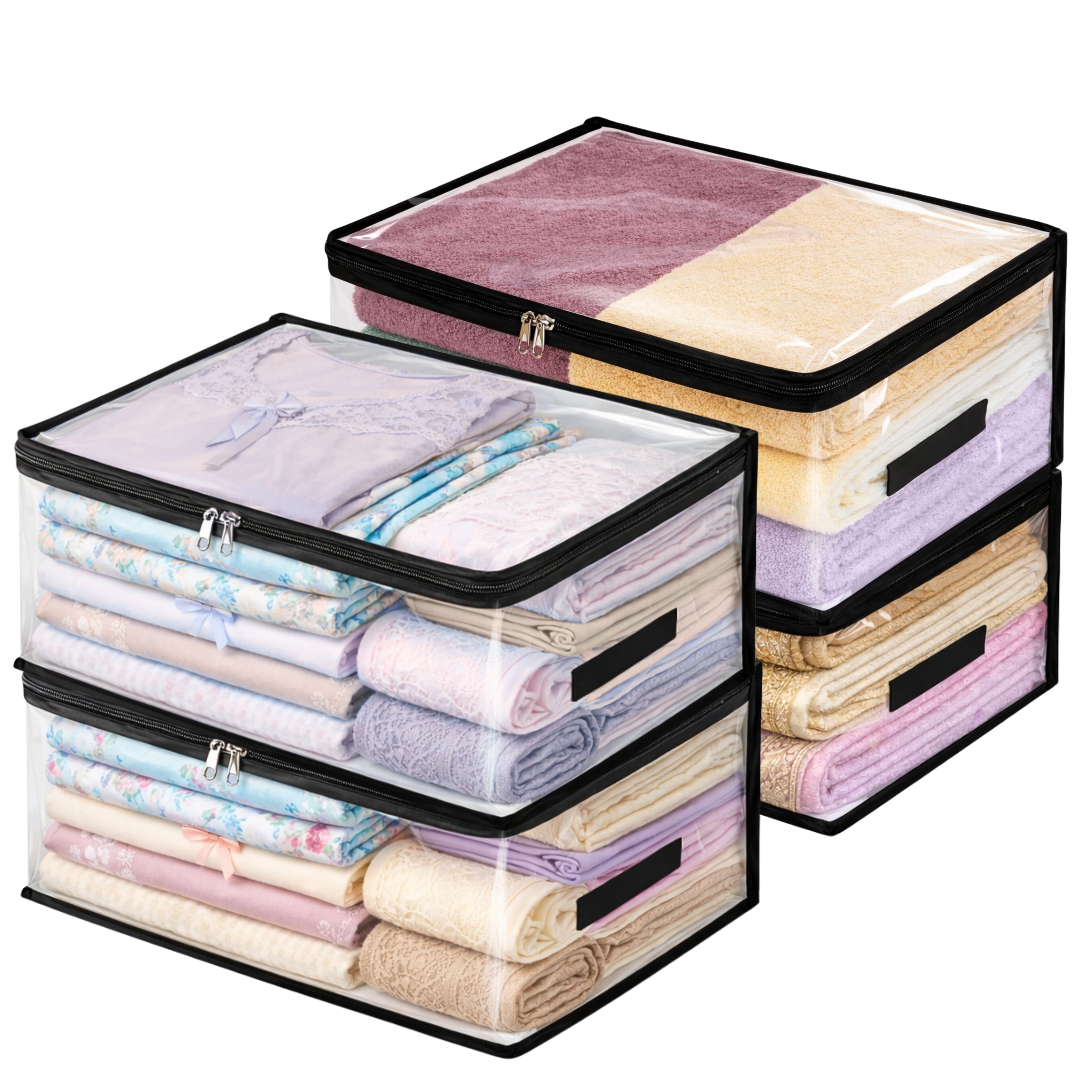 Transparent Plastic Clothes Storage Bags | Clothes Organiser for Wardrobe | Saree Covers with zip |Saree Organizer for Wardrobe | Saree Bags Storage | Saree Covers for Storage ( 18 x 12 x 6.5 Inches)