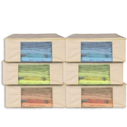 Cotton Canvas Clothes Storage Bags/Saree Covers with Zip for Storage Specially Design for Woman Dresses, Sarees, Lehengas for Wardrobe Organizer (17 x 14 x 7 Inch)