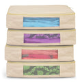 Cotton Canvas Clothes Storage Bags/Saree Covers with Zip for Storage Specially Design for Woman Dresses, Sarees, Lehengas for Wardrobe Organizer (16 x 13 x 3 Inch)